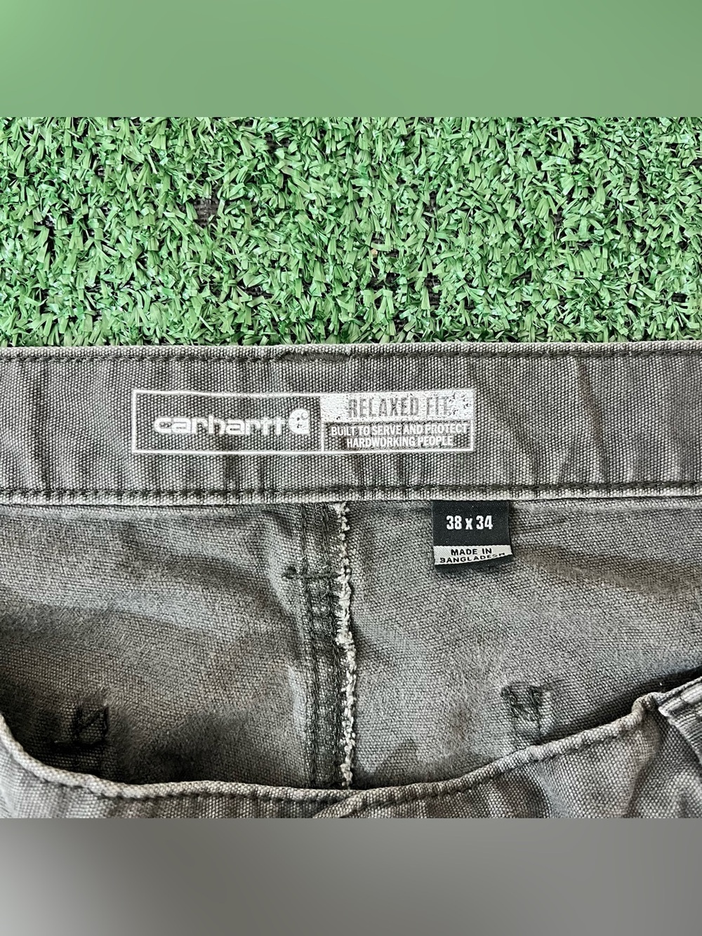 Carhartt Pants Mens 38x34 Gray Relaxed Fit Canvas Workwear Carpenter Utility - Picture 3 of 11